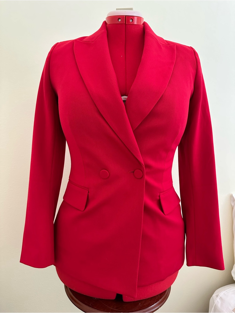 White House Black Market Red Double-Breasted Tailored Blazer